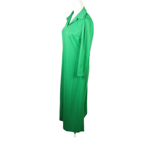 Vintage 70s kelly green long sleeve collared maxi dress M - Picture 3 of 4